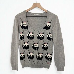 Bea Yuk Mui 100% Cashmere Panda Bow Sweater Womens 40 US 4 Y2K
